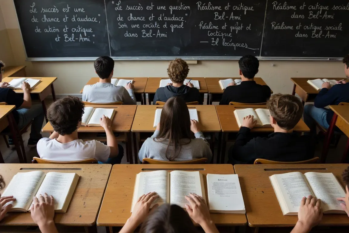 Lycéens travaillant sur Bel-Ami en classe de première