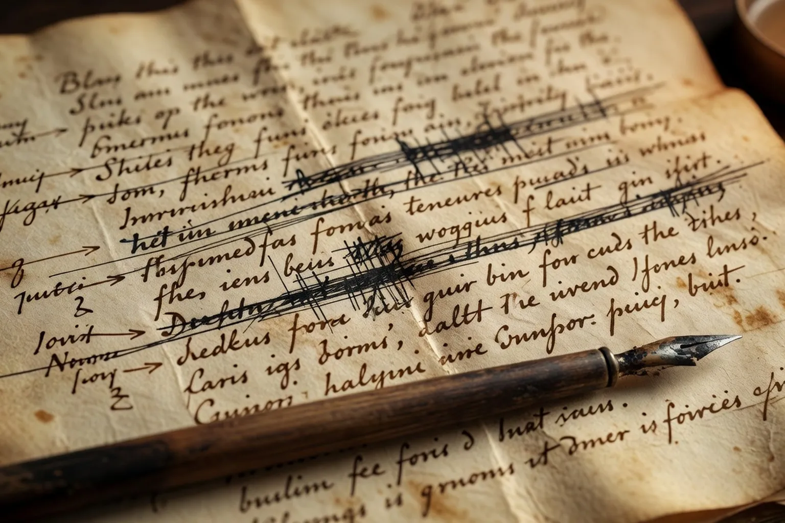 Page manuscrite raturée de Maupassant illustrant le travail du style et de la phrase courte
