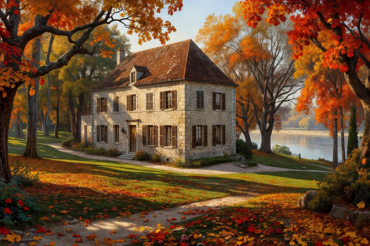 Vue de la maison de Croisset, propriété de Flaubert près de Rouen au XIXe siècle