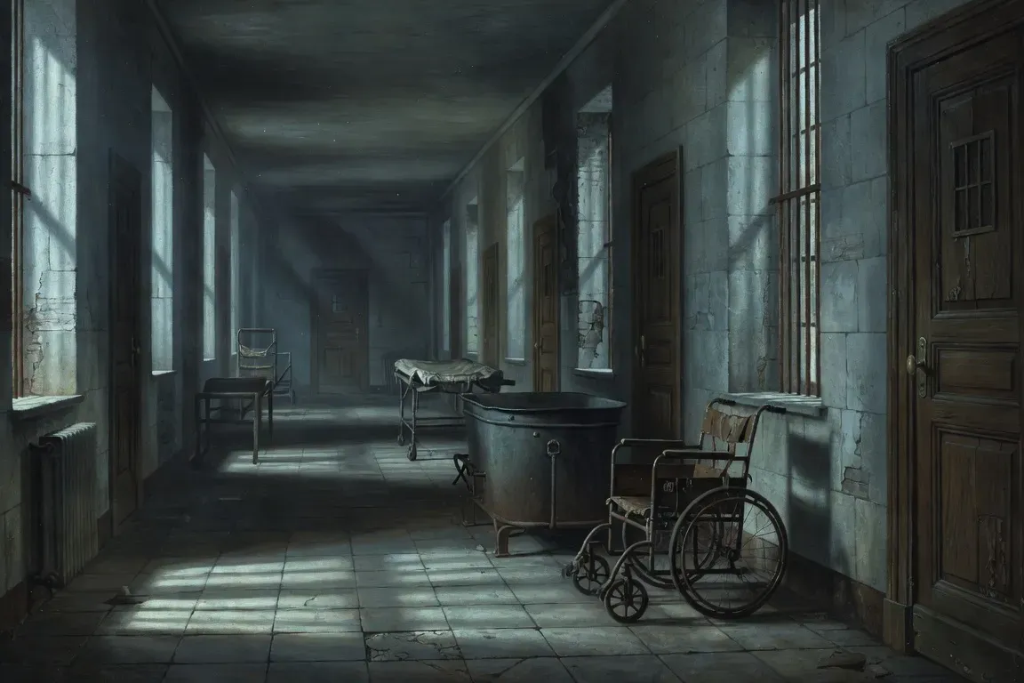 Couloir d'asile XIXe, écho à la fin tragique de Maupassant