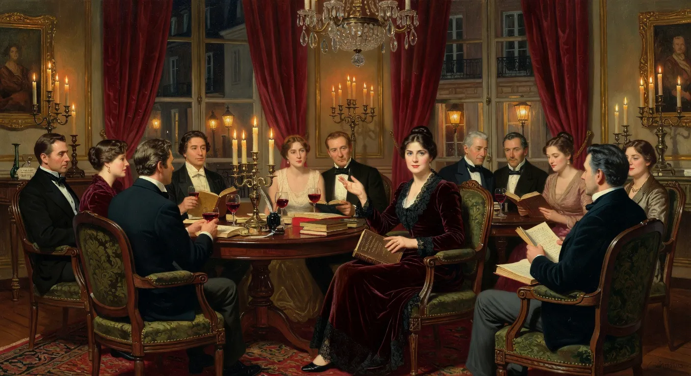 Femme intellectuelle dans un salon parisien au XIXe siecle