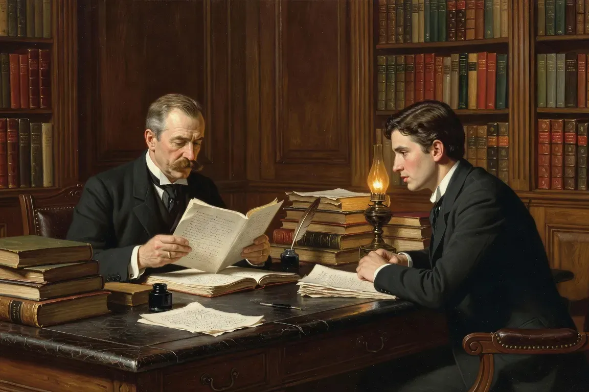 Flaubert, mentor de Maupassant, dans son cabinet de travail
