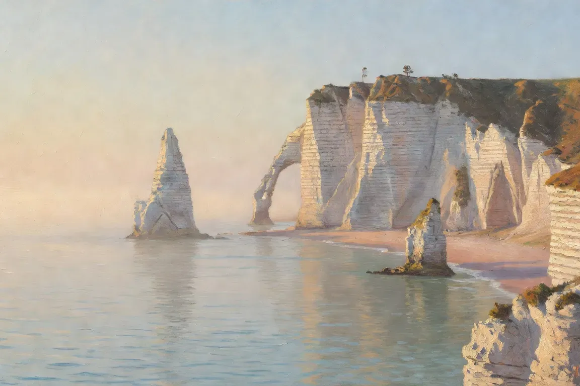 Falaises d'Étretat en Normandie, paysage d'enfance de Maupassant