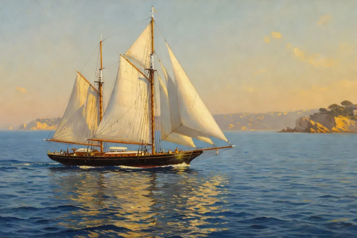 Yacht à voile sur la Méditerranée, évocateur du Bel-Ami de Maupassant
