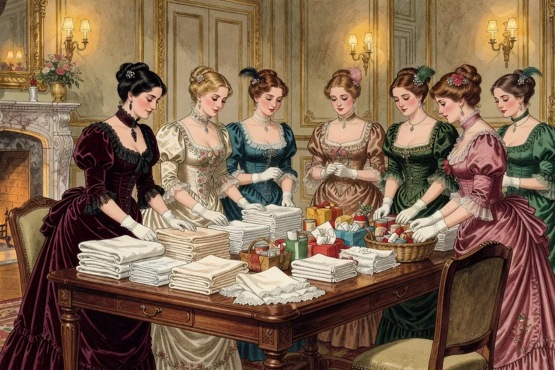 Salon de charite bourgeois parisien evoquant la respectabilite sociale de Madame Walter