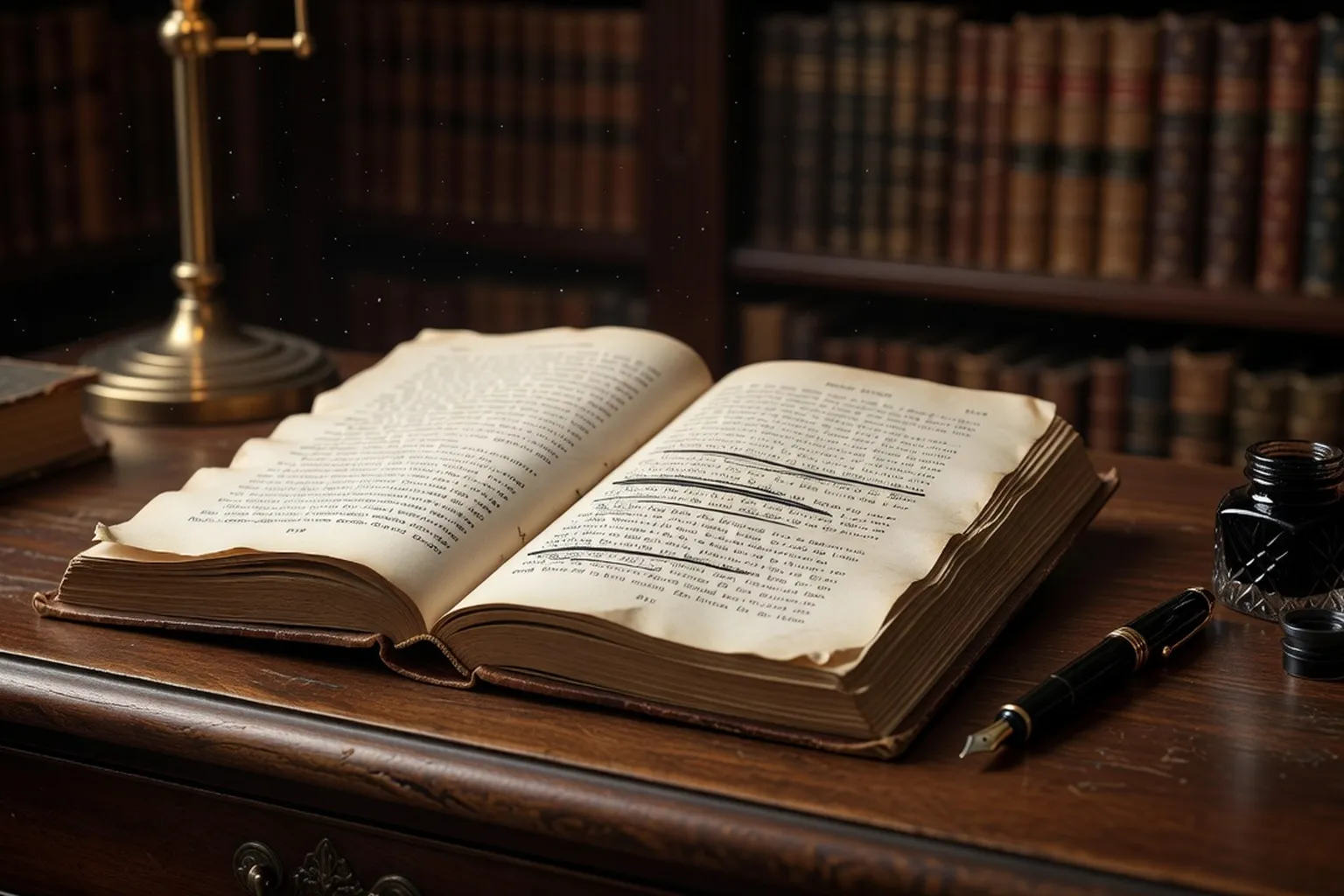 Exemplaire ancien du roman Bel-Ami de Guy de Maupassant ouvert sur des citations soulignées