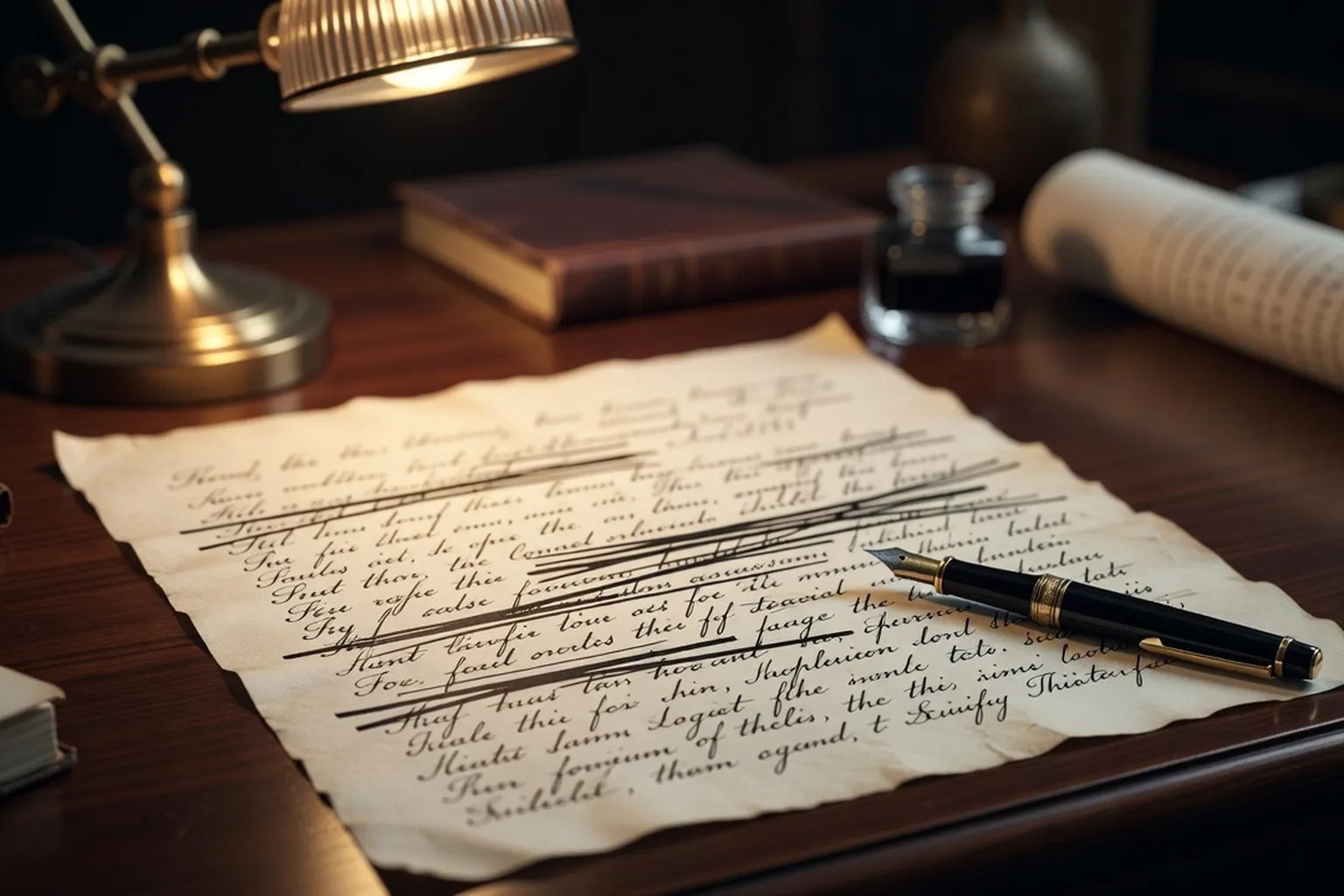 Plume et manuscrit évoquant le travail stylistique de Guy de Maupassant dans Bel-Ami